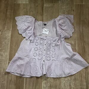 American Eagle Outfitters Lilac Eyelet Blouse